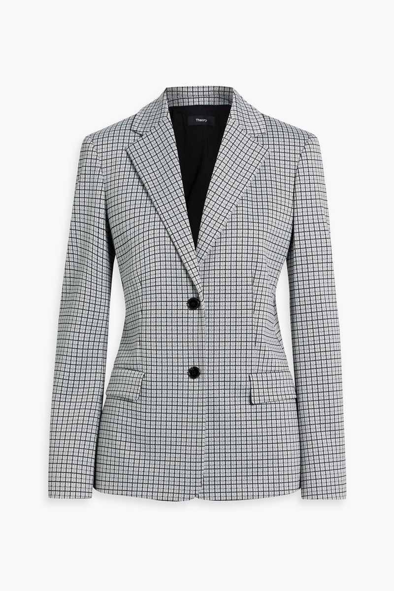 theory - checked jacquard blazer - gray - us 2