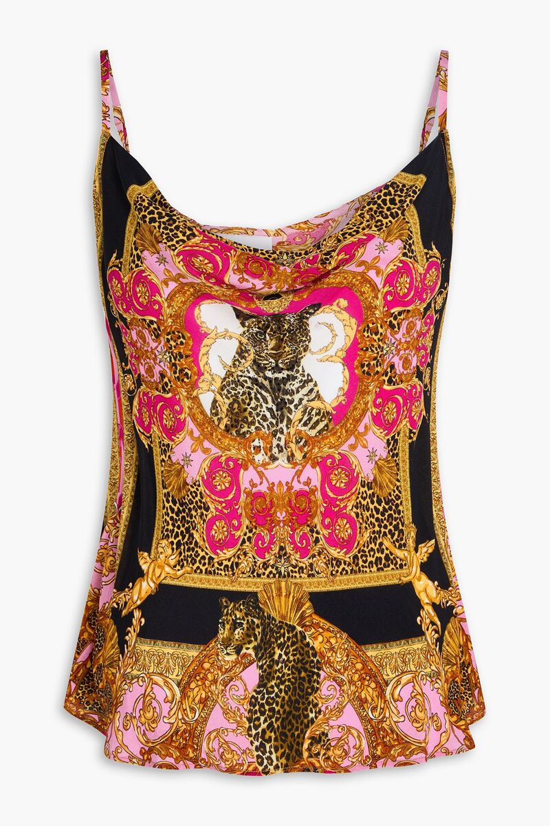 Camilla - Crystal-embellished floral-print silk crepe de chine top - Black - S