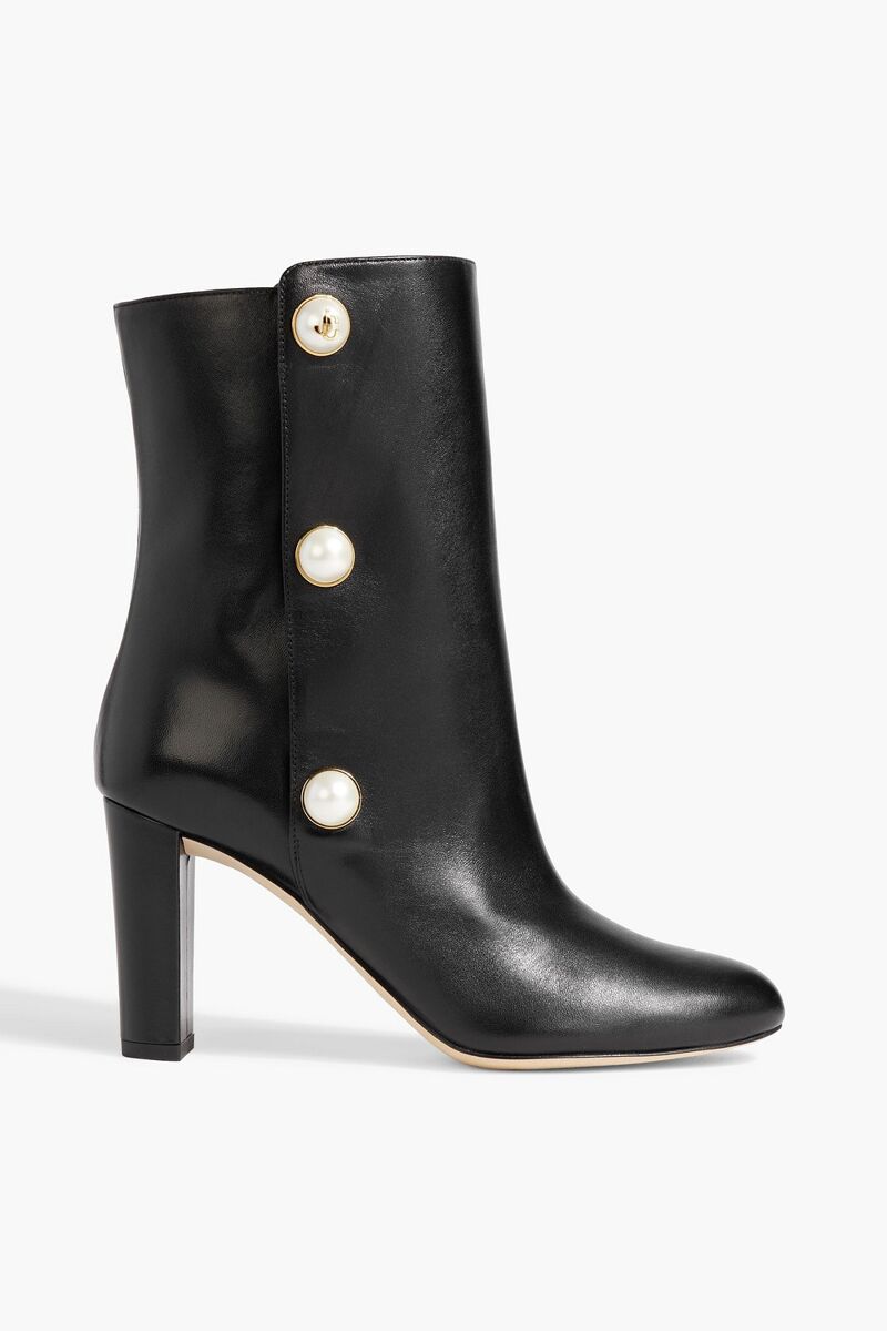Jimmy Choo - Rina 85 embellished leather ankle boots - Black - EU 39.5