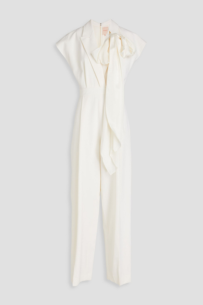 Roksanda - Silk-trimmed wool-twill jumpsuit - White - UK 12