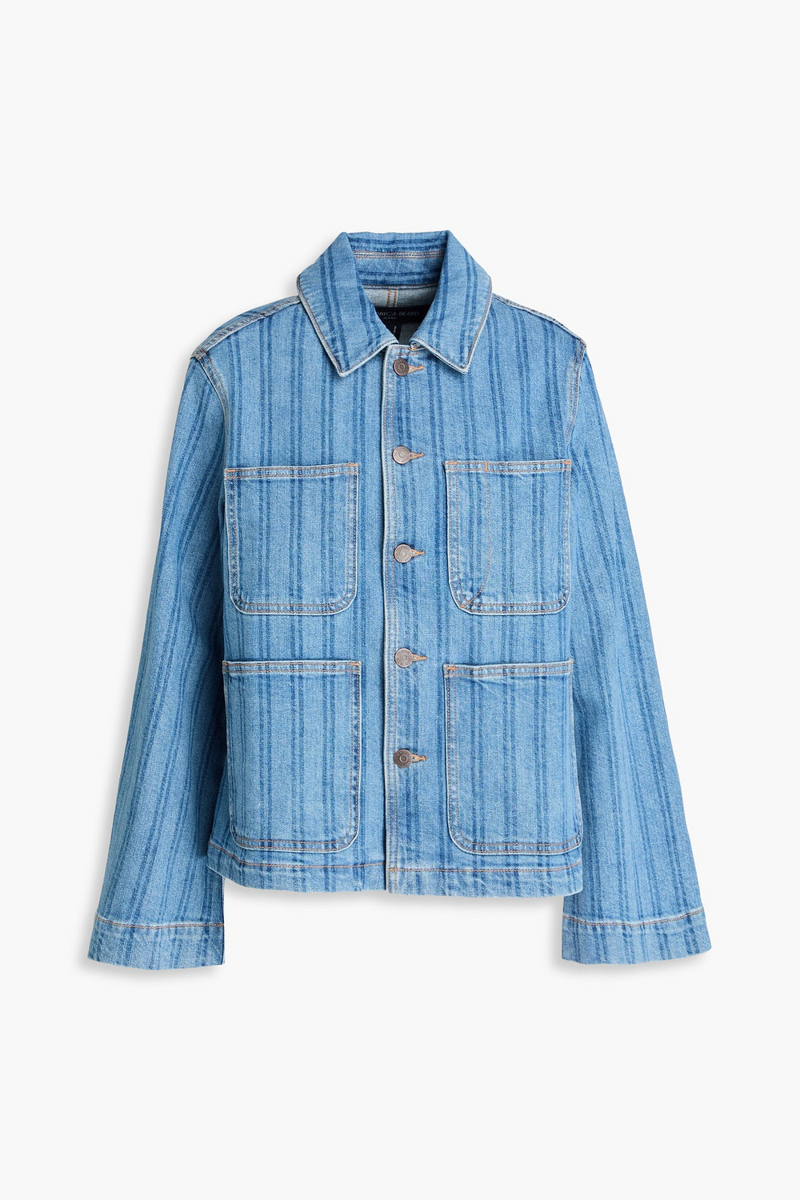 veronica beard - dahl striped denim jacket - blue - m