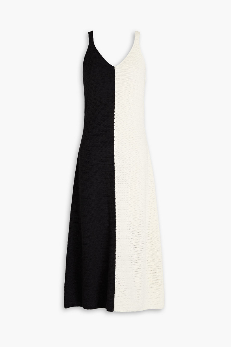 Zimmermann - Two-tone crochet cotton midi dress - Black - 0