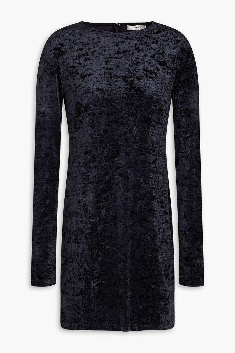 FRAME - Crushed-velvet mini dress - Black - M