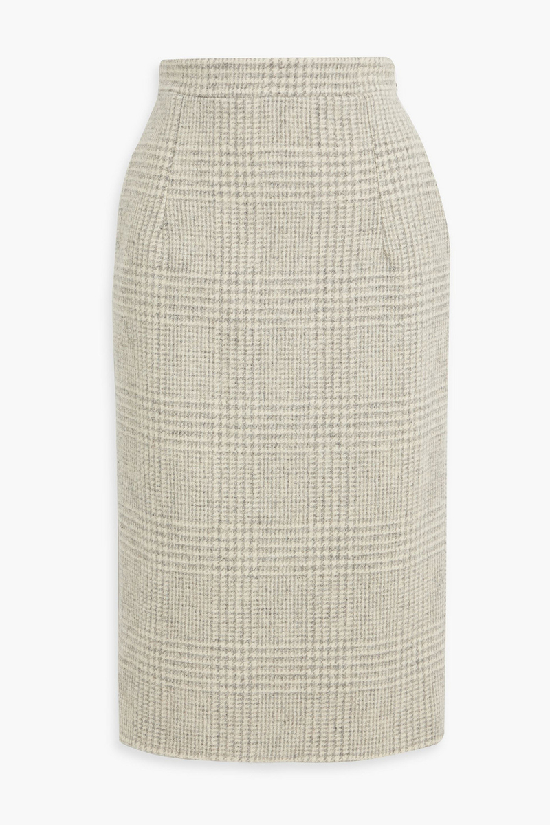 thom browne - checked wool-tweed midi skirt - gray - it 36