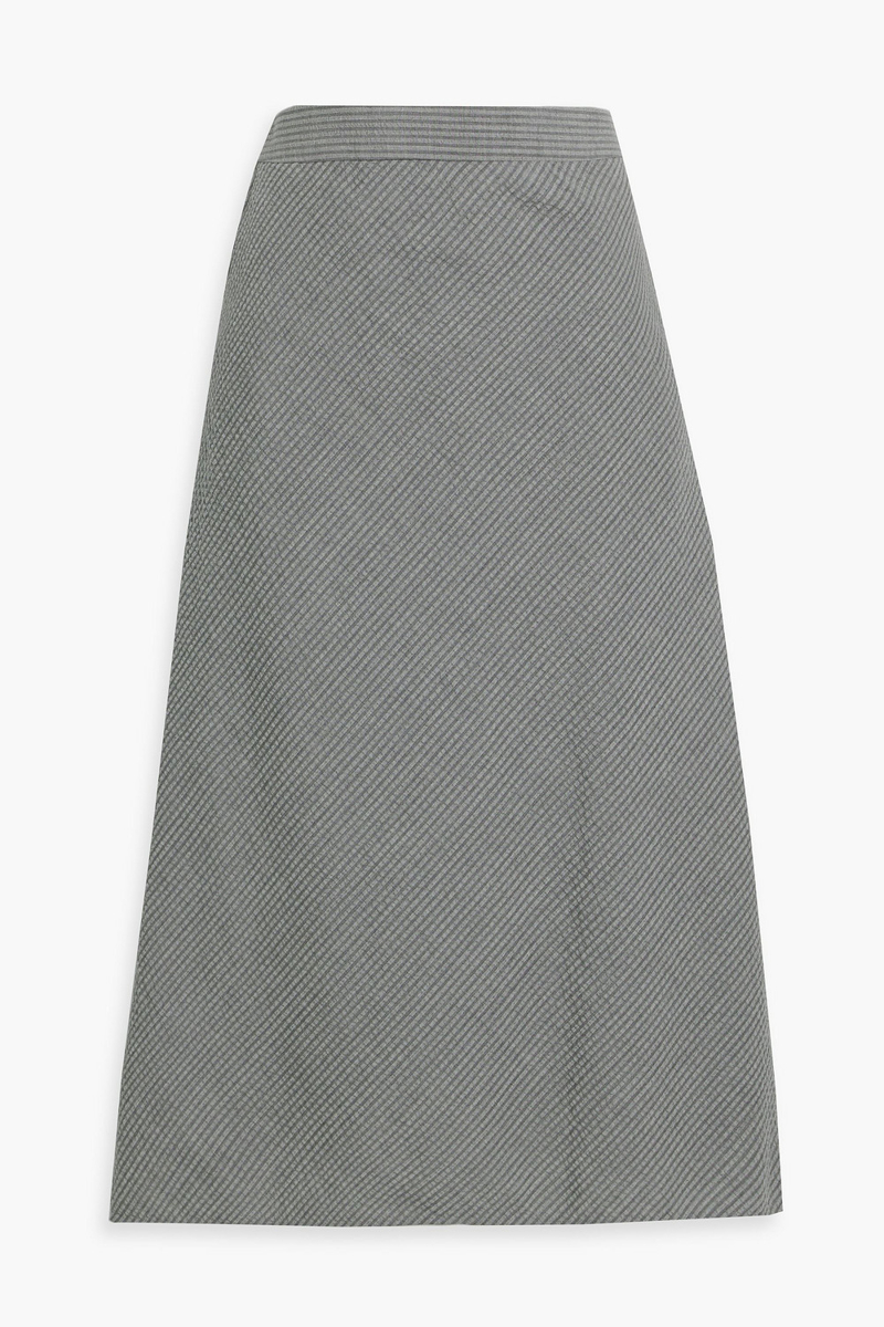 thom browne - striped cashmere-seersucker midi skirt - gray - it 38