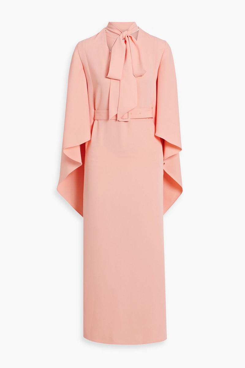 huishan zhang - salina cape-effect crepe maxi dress - orange - uk 6