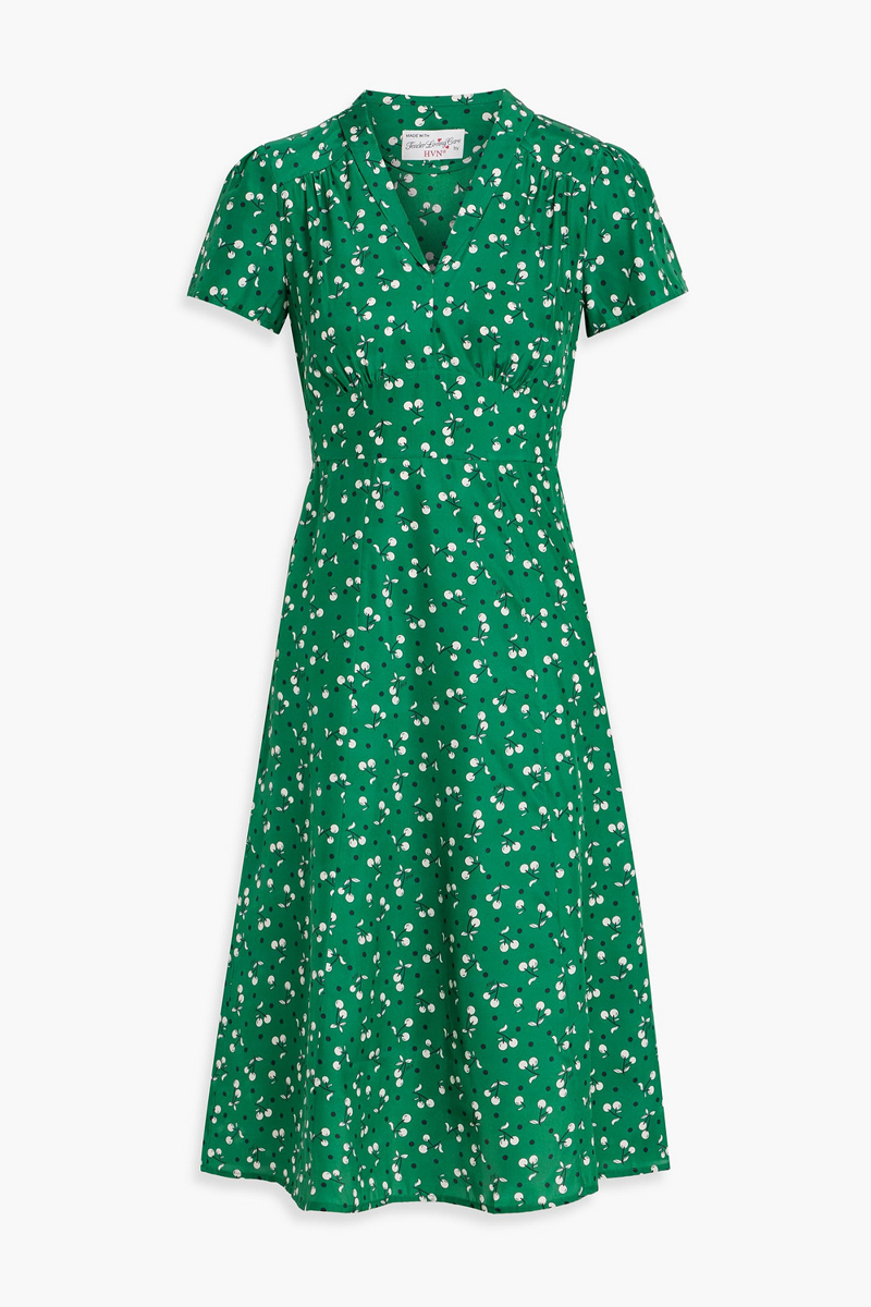 hvn - morgan printed silk dress - green - us 2