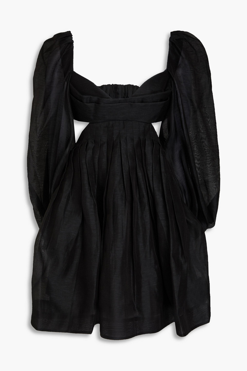 zimmermann - harmony cutout linen and silk-blend mini dress - black - 00