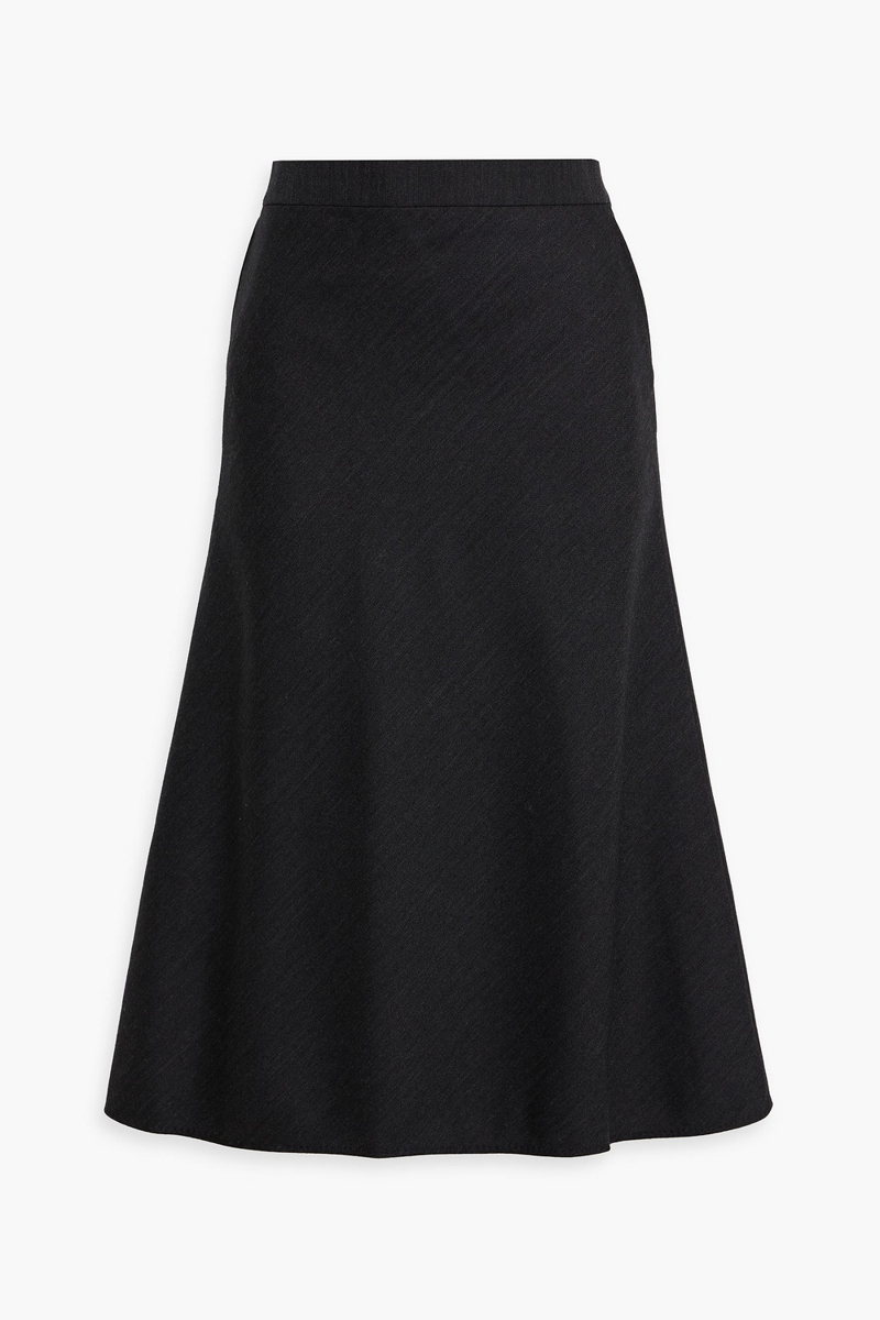 thom browne - herringbone wool midi skirt - gray - it 36