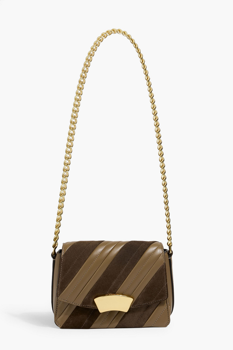 3.1 phillip lim - id quilted leather and suede shoulder bag - brown - onesize