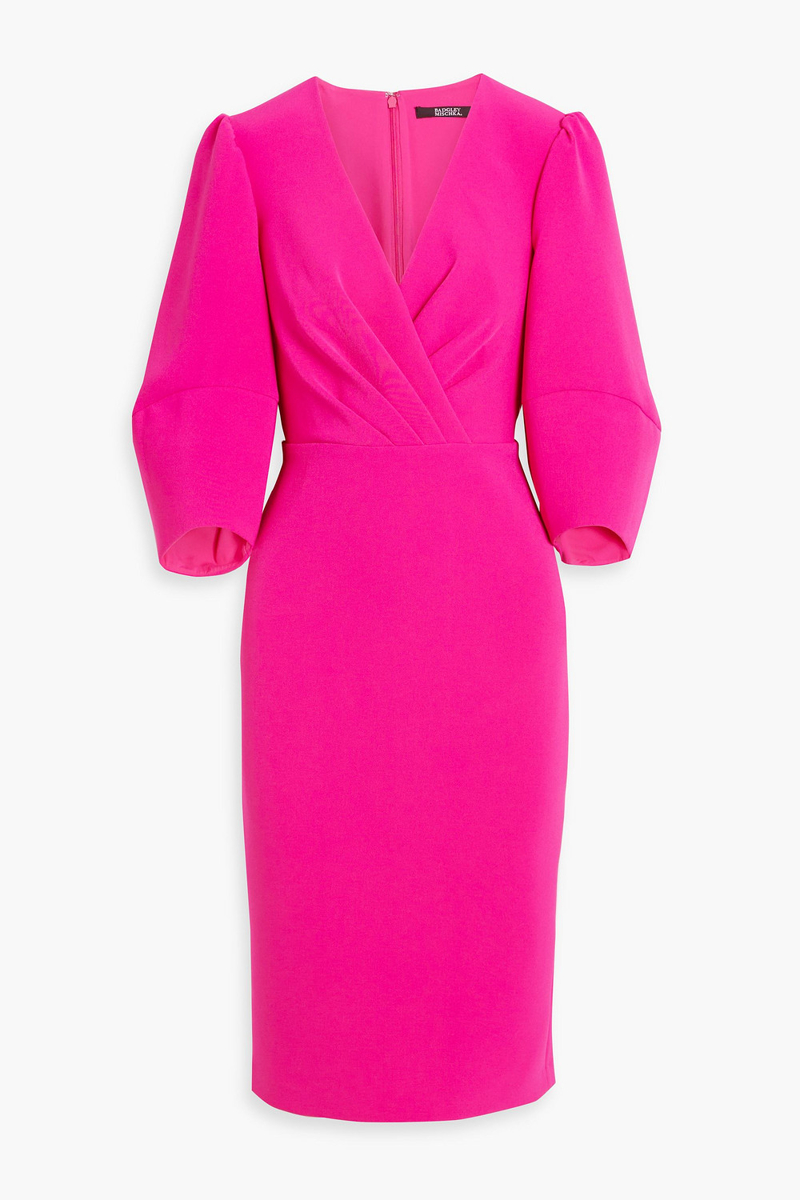 badgley mischka - draped crepe midi dress - pink - us 2