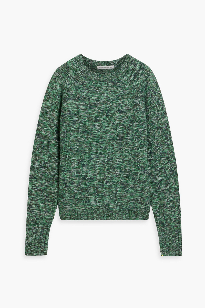 autumn cashmere - marled cashmere sweater - green - l