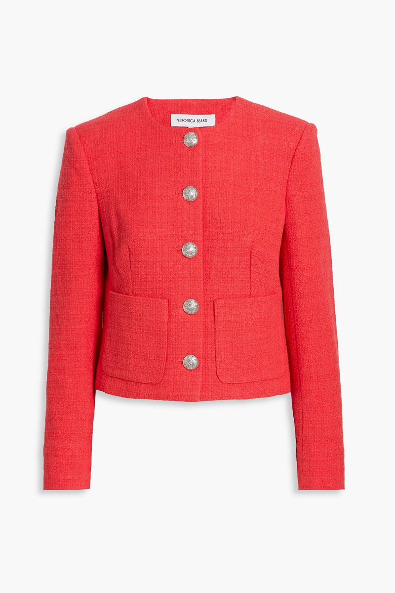 veronica beard - nathan cotton-blend tweed jacket - orange - us 10