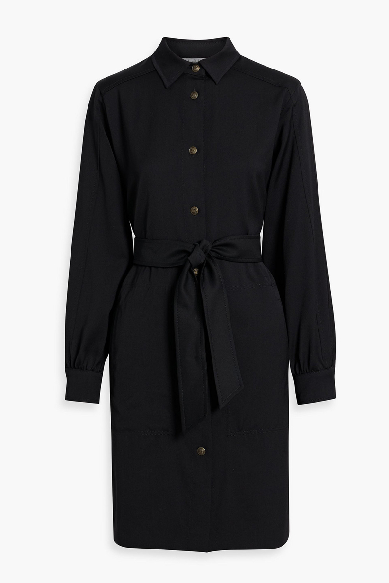 max mara - kim wool-twill mini shirt dress - black - it 36