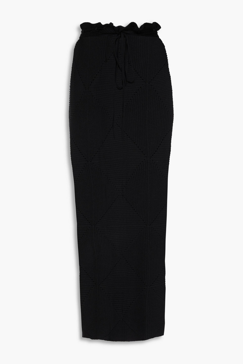 toteme - ribbed wool and silk-blend maxi skirt - black - xxs
