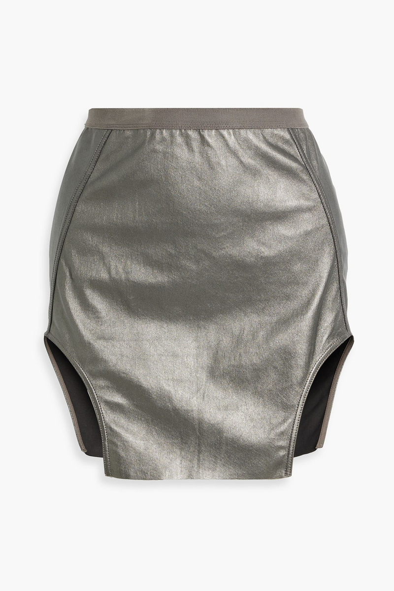 rick owens - diana leather-blend mini skirt - metallic - it 40