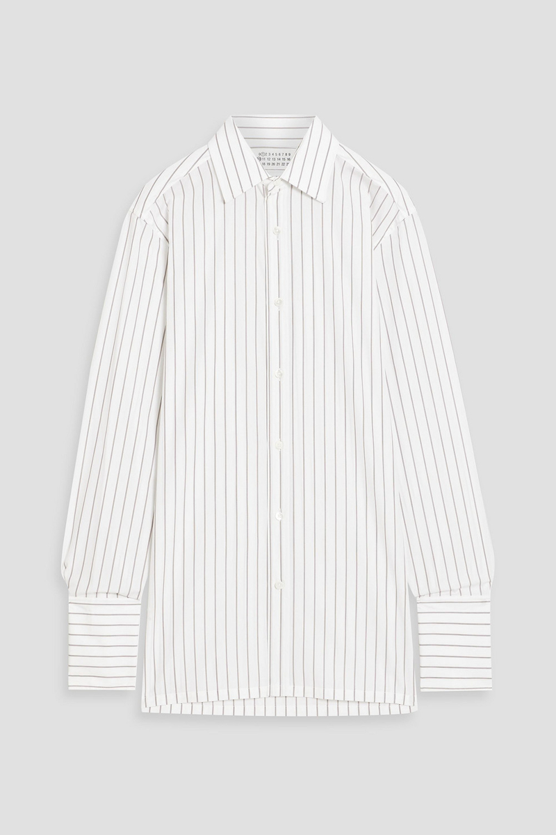 maison margiela - striped cotton-poplin shirt - white - it 44