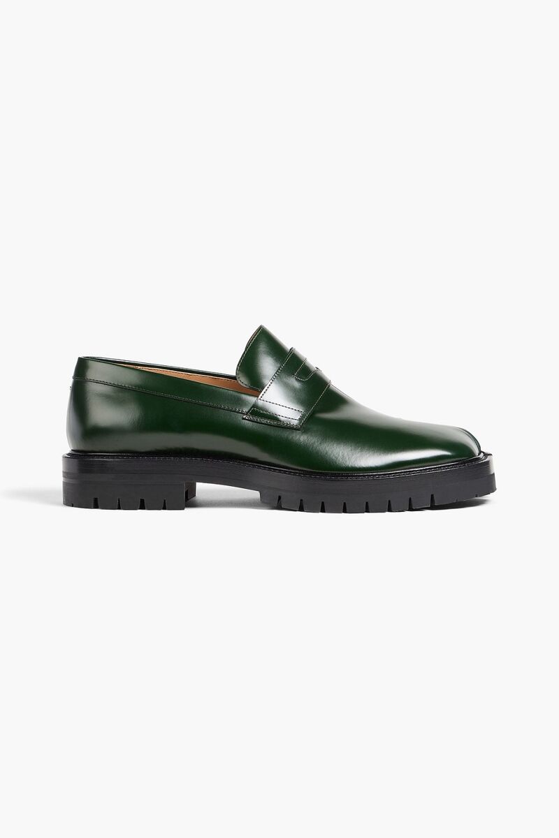 Maison Margiela - Tabi split-toe glossed-leather penny loafers - Green - EU 41