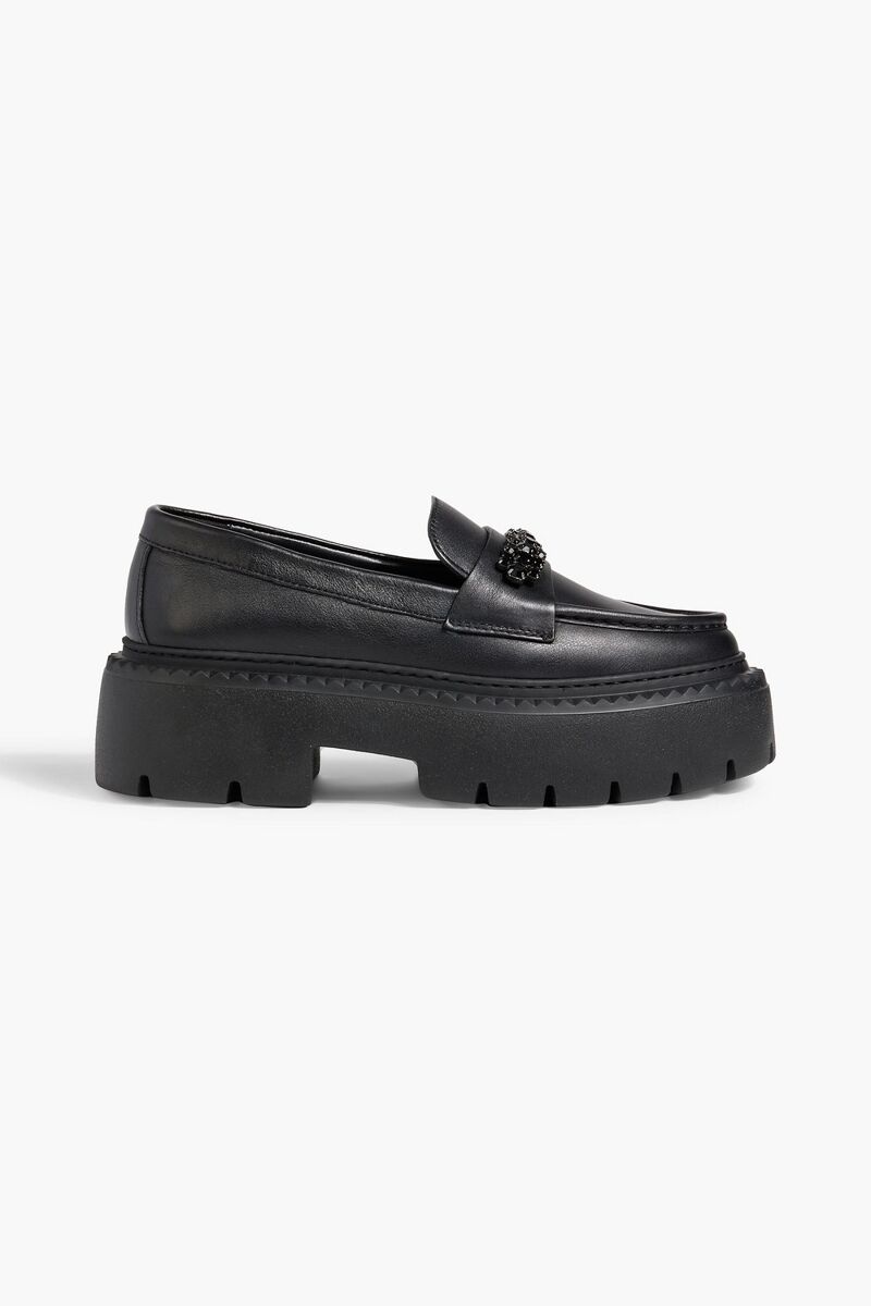 Jimmy Choo - Bryer crystal-embellished leather loafers - Black - EU 42