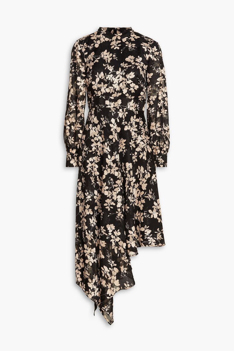 Mikael Aghal - Asymmetric floral-print jacquard dress - Black - US 8