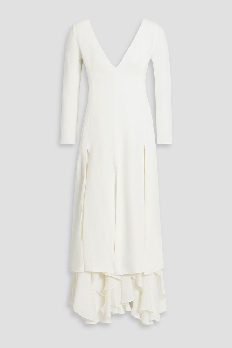 khaite - rova layered silk-crepe and chiffon maxi dress - white - us 8