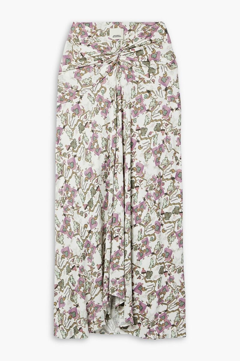Isabel Marant - Juneo twist-front floral-print stretch-jersey midi skirt - Purple - FR 42