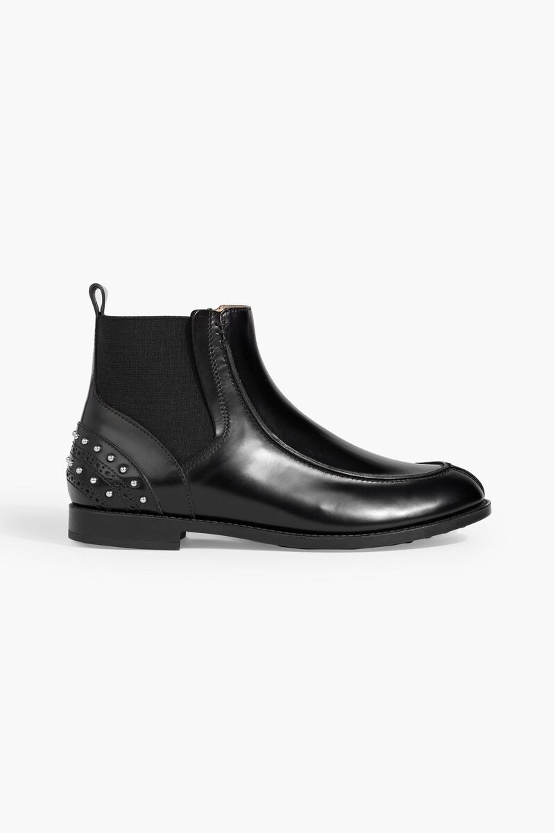 Tod's - Studded glossed-leather Chelsea boots - Black - EU 37