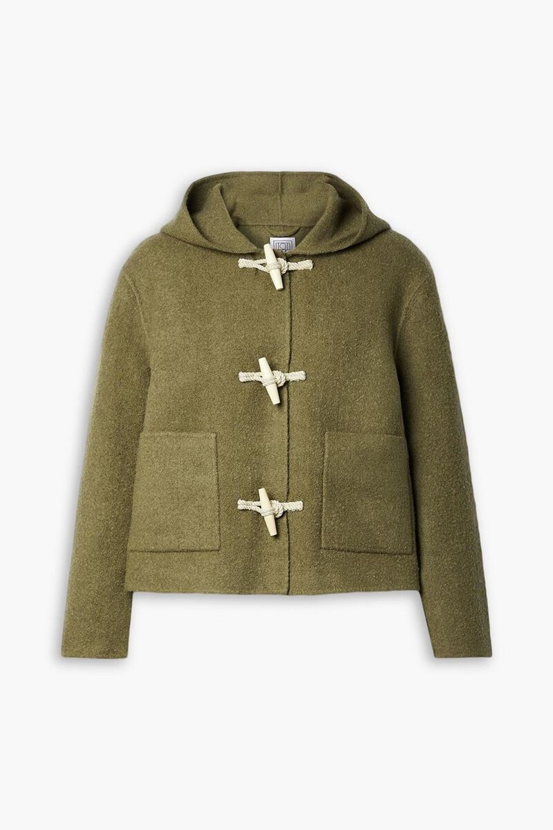 Totême - Hooded wool-blend felt jacket - Green - FR 42