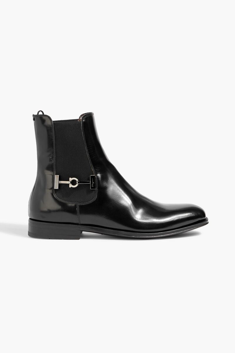 Ferragamo - Isidoro glossed-leather Chelsea boots - Black - US 6.5