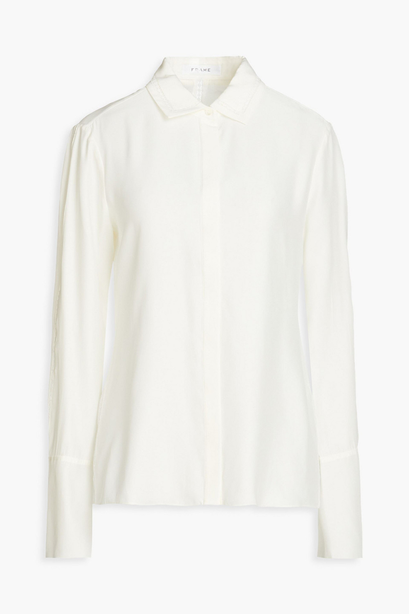 FRAME - Lace-trimmed silk-satin shirt - White - XS
