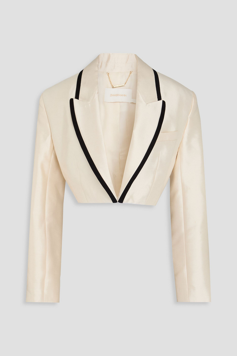 zimmermann - cropped wool and silk-blend gabardine jacket - white - 1