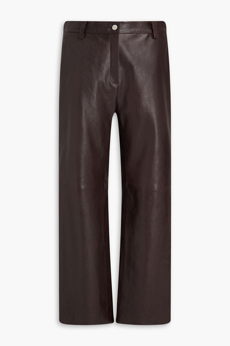 magda butrym - leather straight-leg pants - brown - fr 38