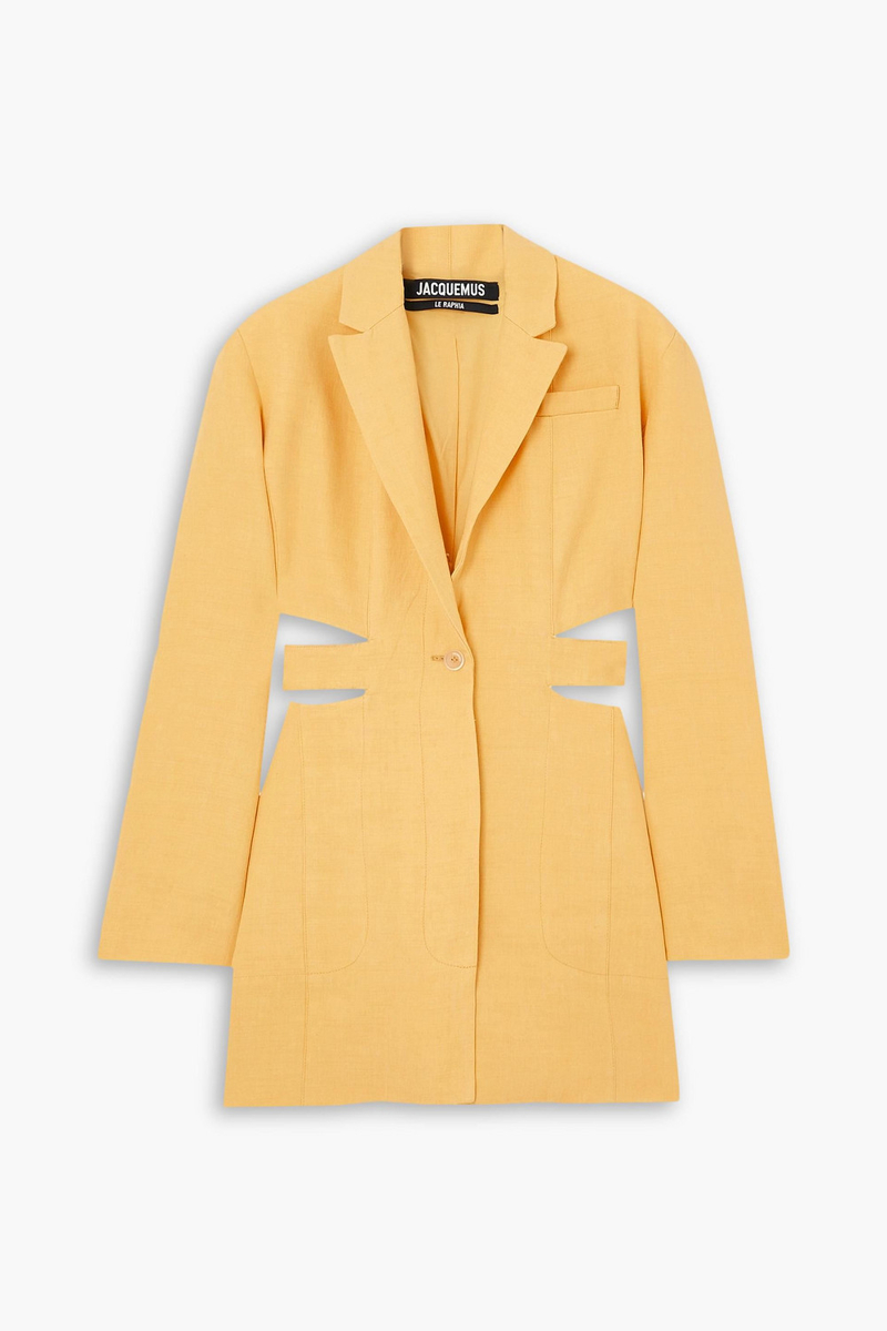 jacquemus - bari cutout linen-blend mini dress - yellow - fr 32