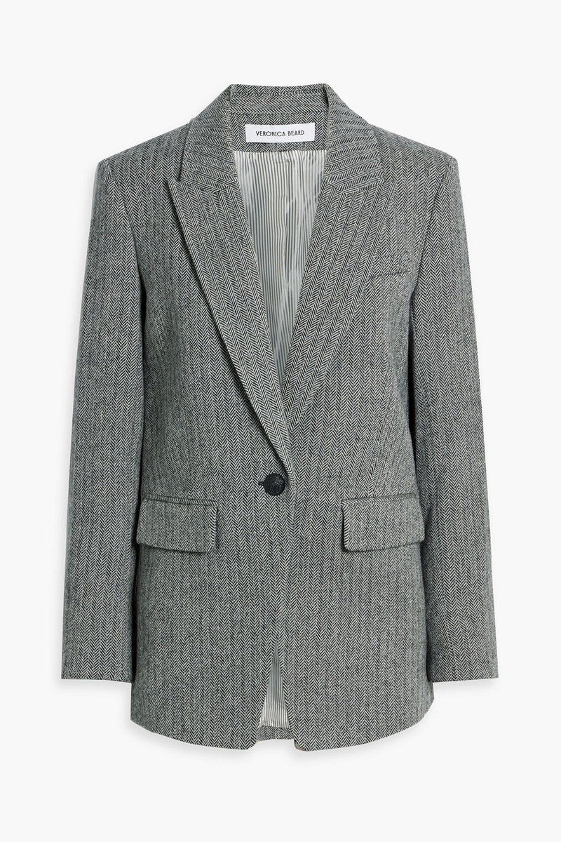 veronica beard - vega dickey herringbone wool blazer - black - us 6
