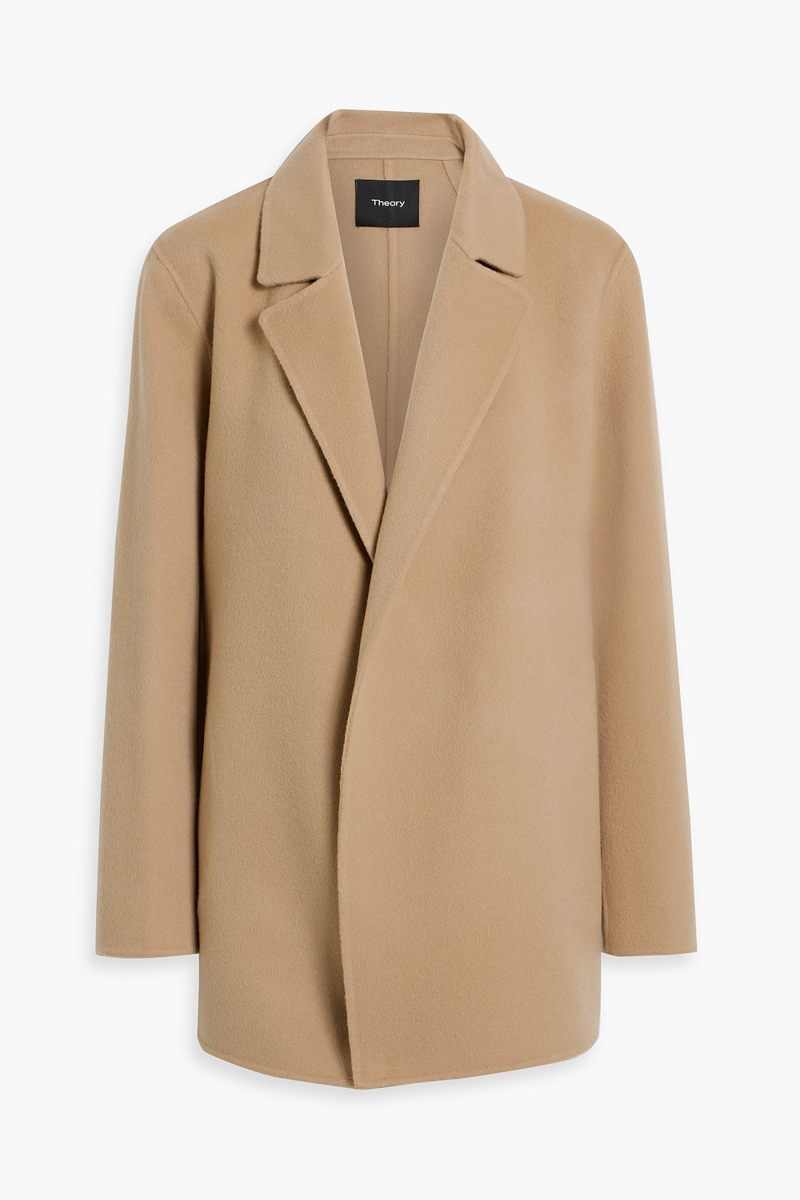 theory - wool and cashmere-blend felt blazer - neutral - s