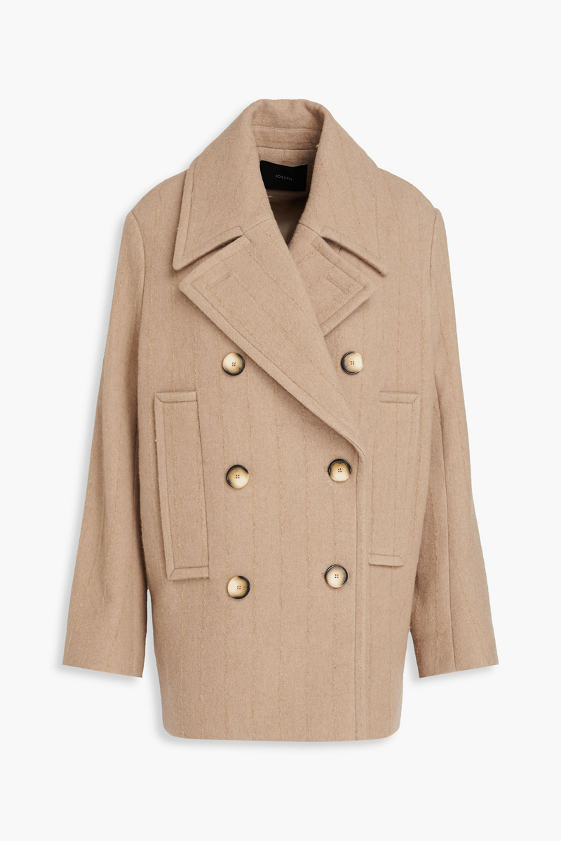 joseph - double-breasted wool-blend coat - neutral - fr 40