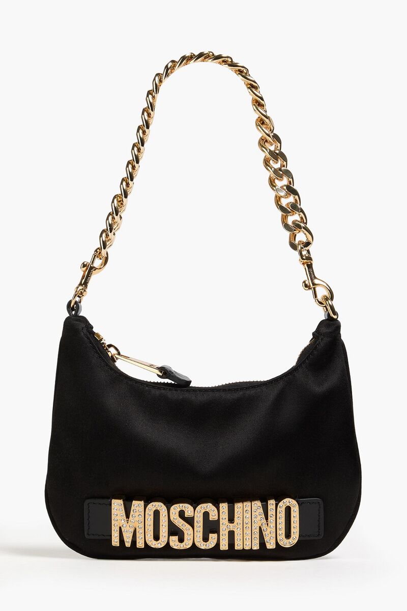Moschino - Embellished satin shoulder bag - Black - OneSize