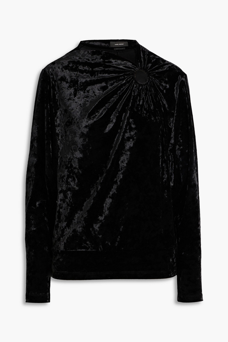 isabel marant - guilazia cutout crushed-velvet top - black - fr 36