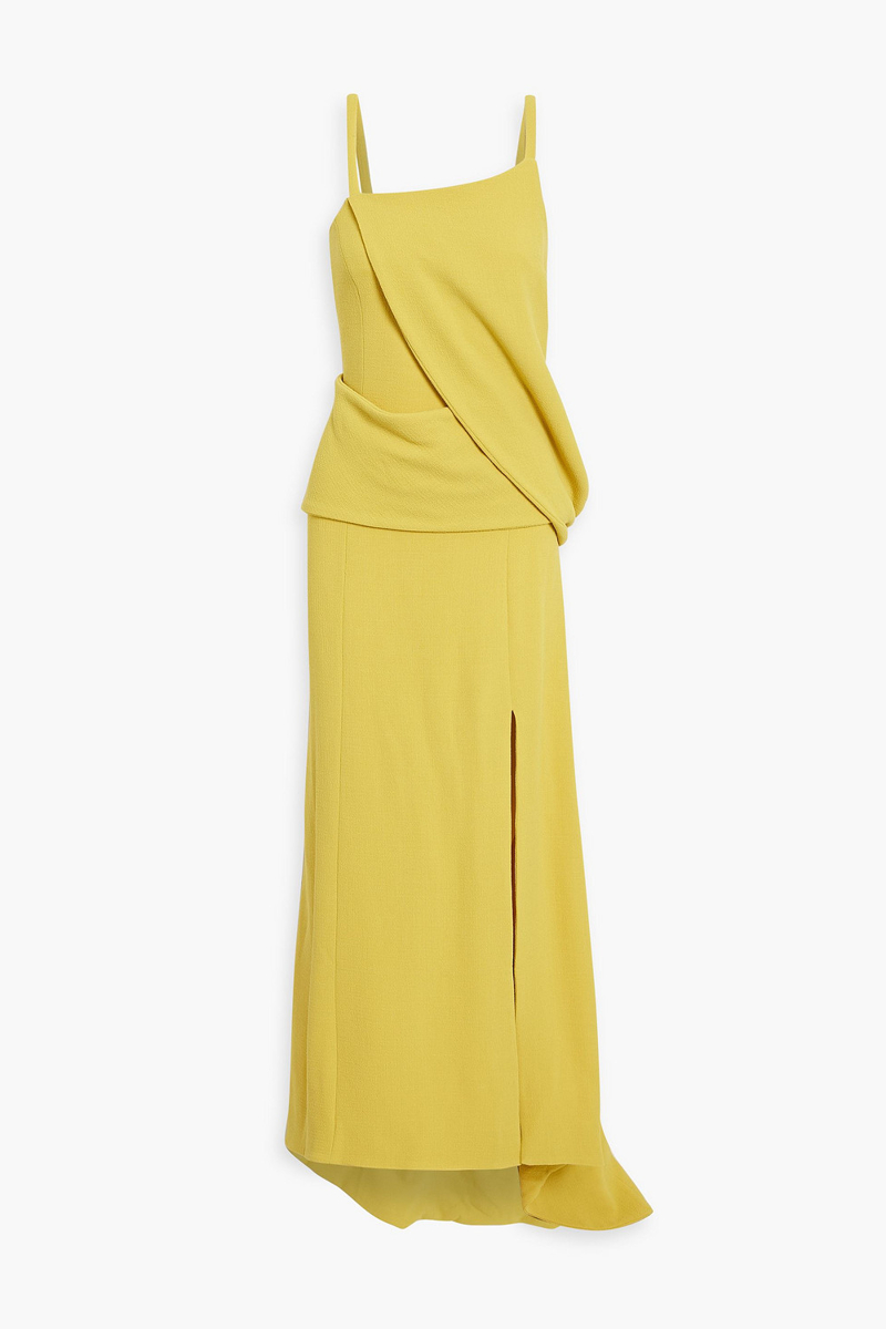 Bite Studios - Page wrap-effect wool-blend crepe gown - Yellow - UK 6