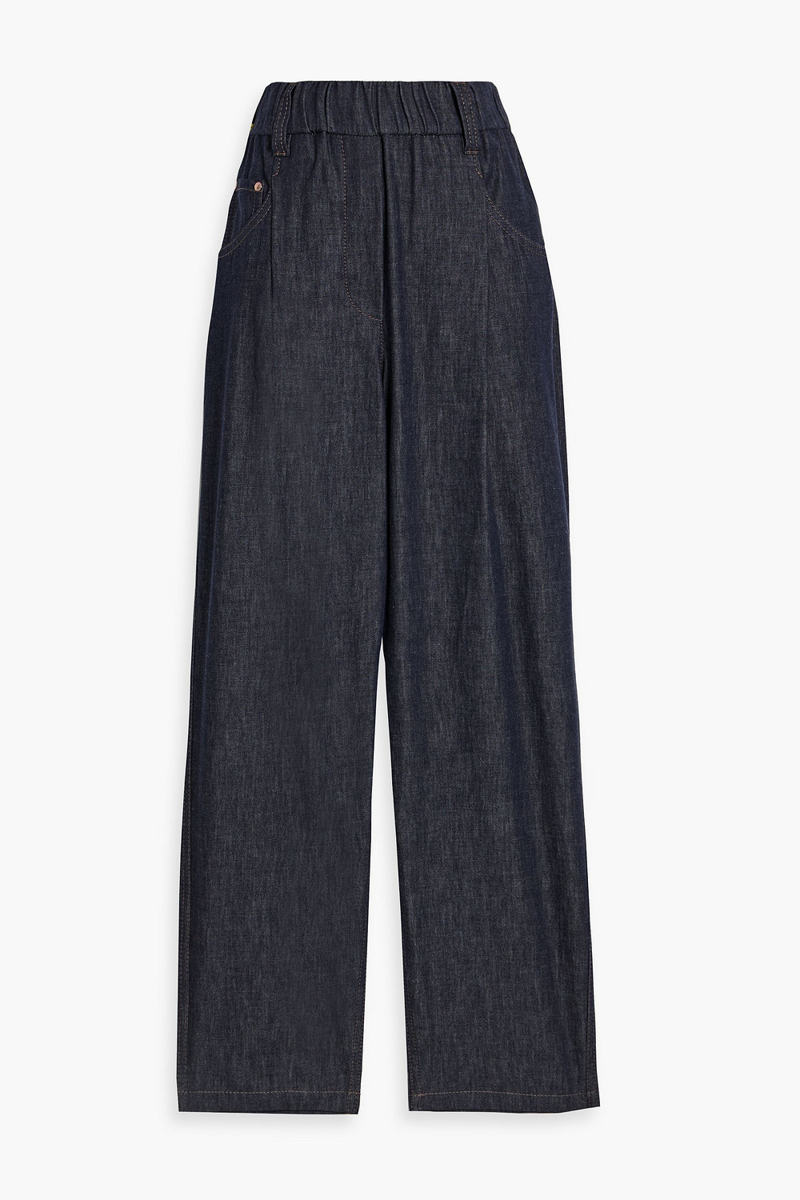 brunello cucinelli - cotton-chambray straight-leg pants - blue - it 36