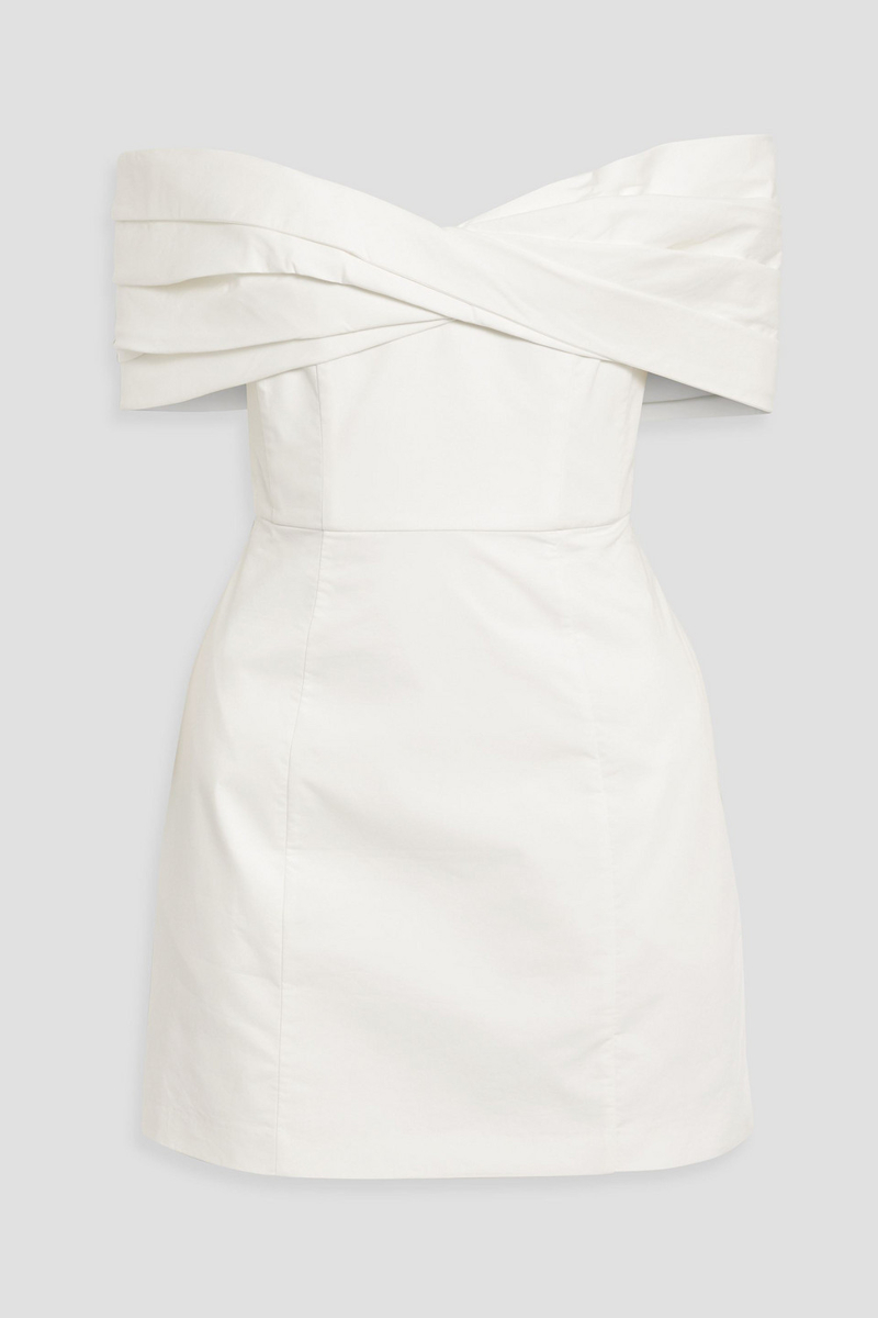 nicholas - off-the-shoulder cotton-poplin mini dress - white - us 6