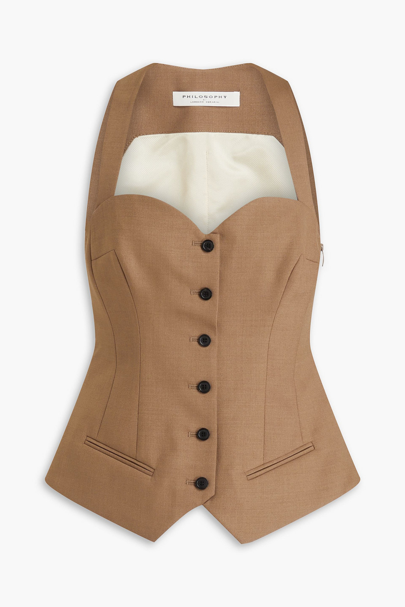 philosophy di lorenzo serafini - button-detailed woven top - brown - it 38