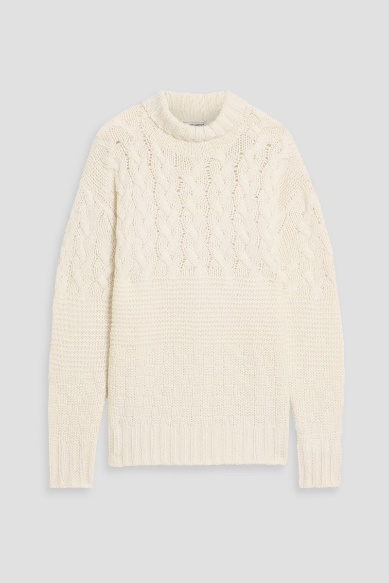 autumn cashmere - cable-knit cashmere turtleneck sweater - white - l