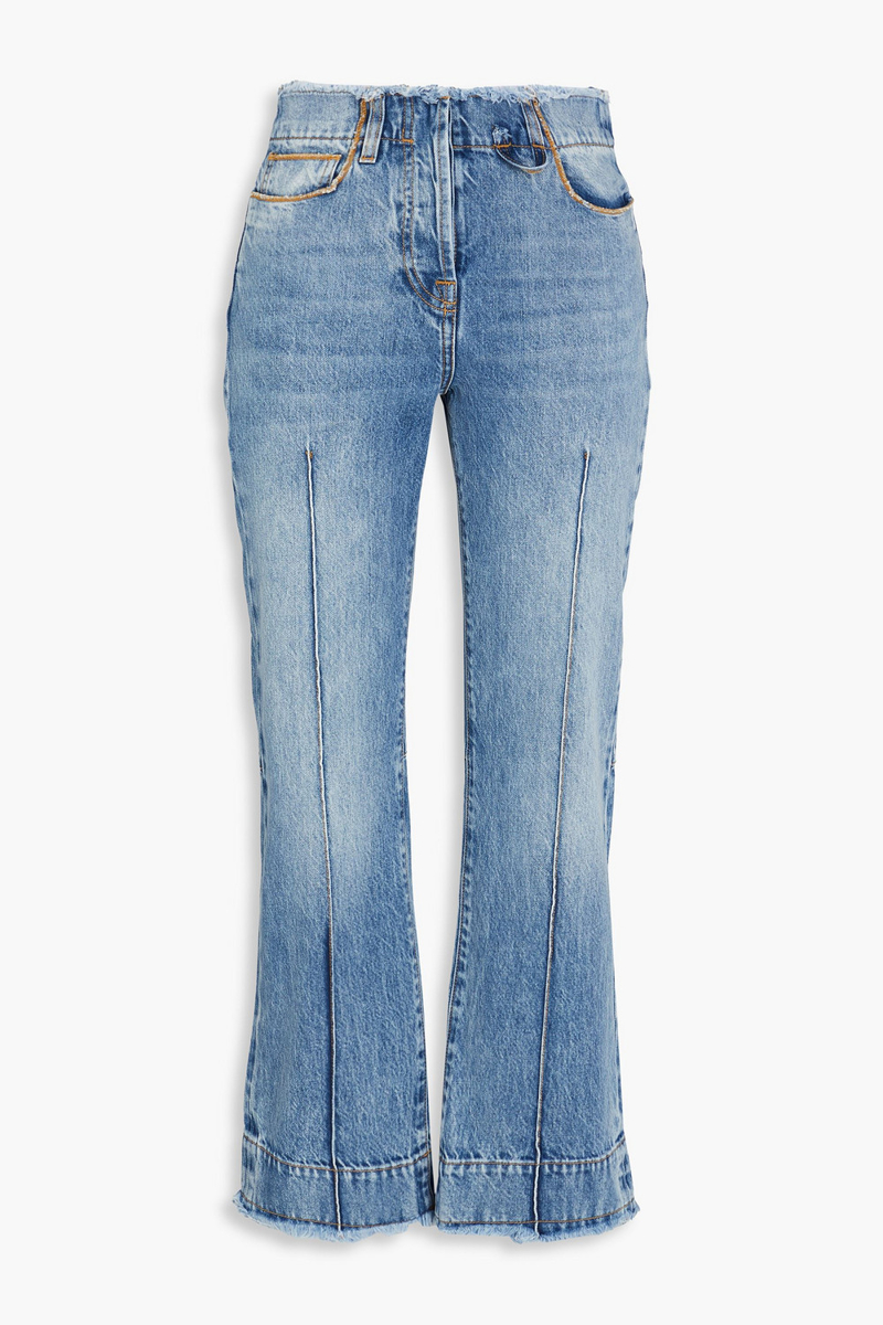 jacquemus - le de nimes linon frayed high-rise kick-flare jeans - blue - 24