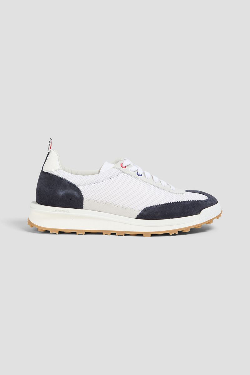 Thom Browne - Suede-trimmed mesh sneakers - White - US 6