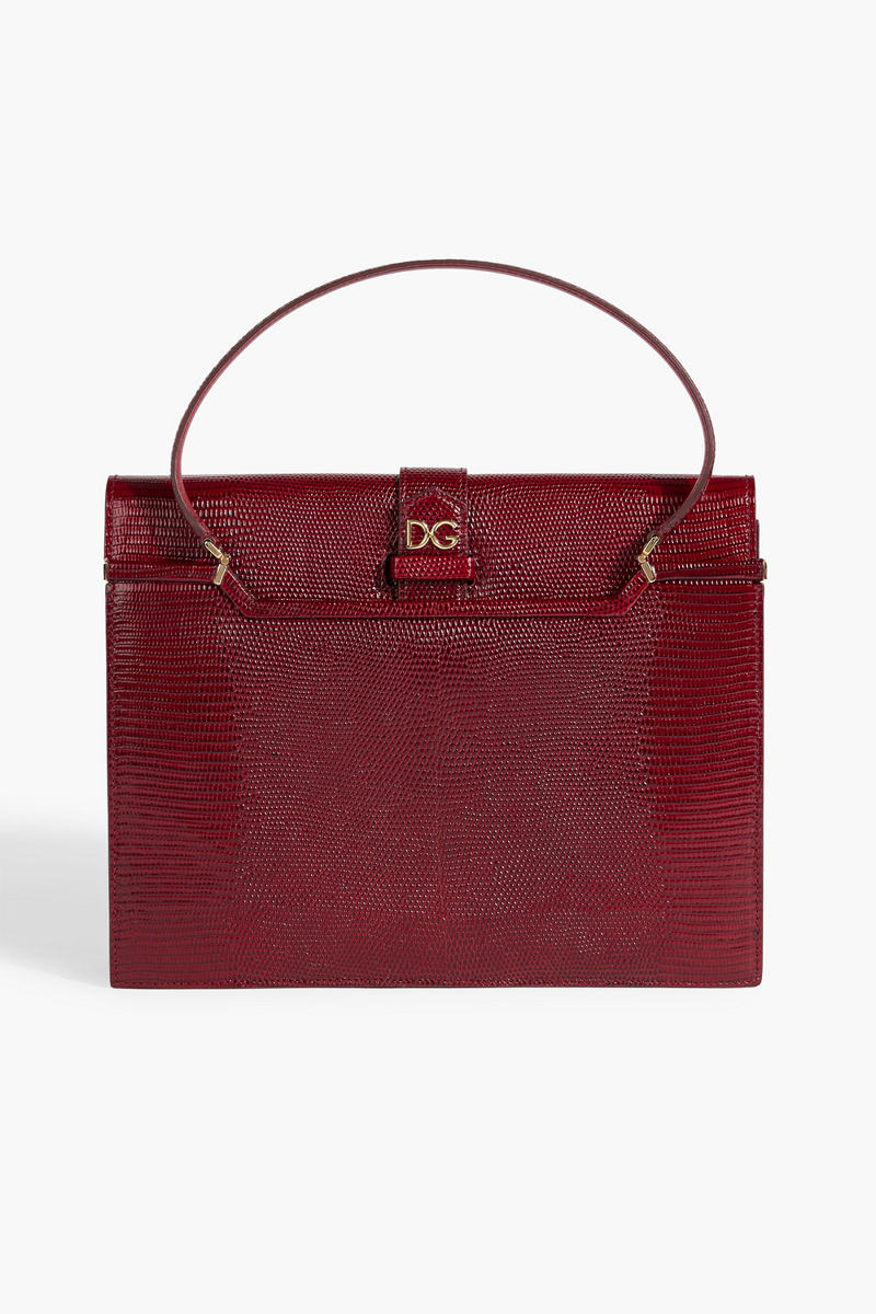 dolce&gabbana - ingrid small lizard-effect leather tote - burgundy - onesize