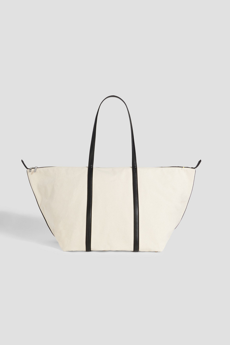 toteme - leather-trimmed canvas weekend bag - white - onesize