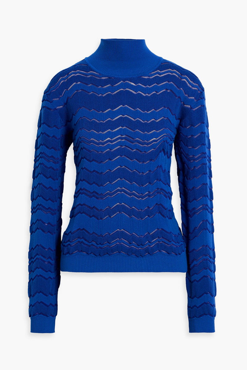 missoni - crochet-knit turtleneck sweater - blue - m