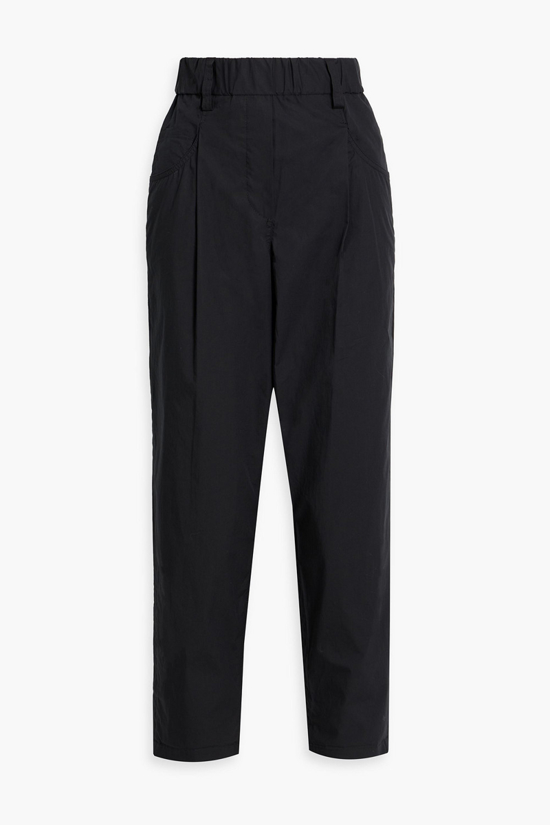 brunello cucinelli - bead-embellished cotton tapered pants - black - it 38