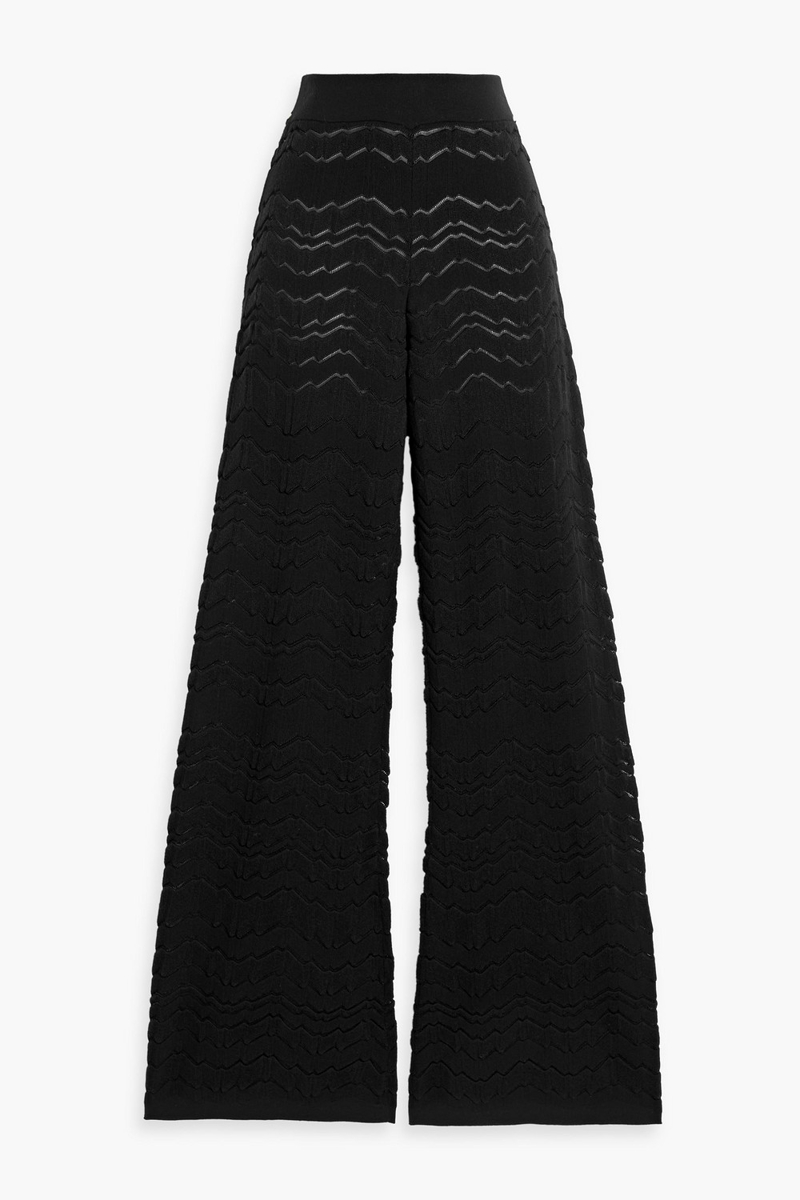 missoni - crochet-knit flared pants - black - s